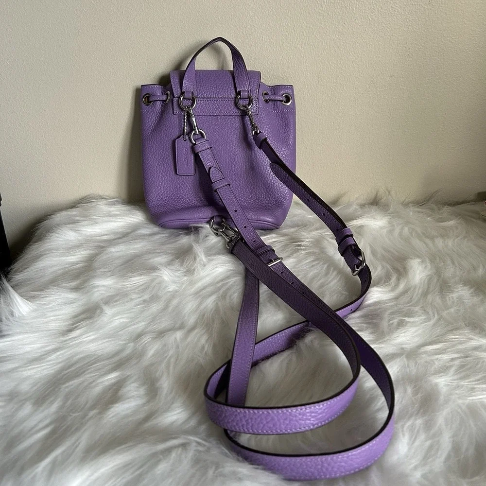 Coach‎ Amelia Mini Purple Pebbled Leather Backpack Excellent
